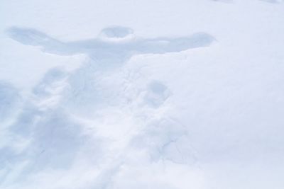 High angle view of snow against sky