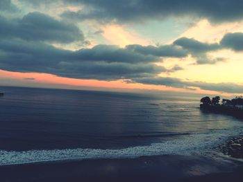 Scenic view of sea at sunset