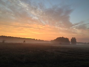 Scenic view of field against sky during sunset