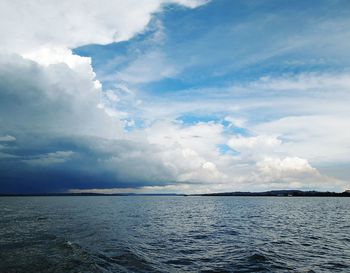 Scenic view of sea against cloudy sky
