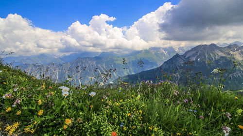 Scenic view of mountains against sky