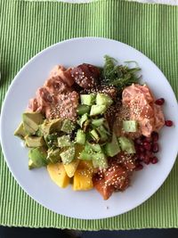 High angle view of meal served in plate