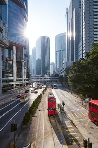 City street and buildings against sky