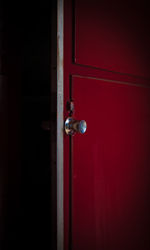 Close up of red door