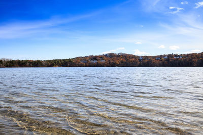 Scargo lake overlooks the hilltop in dennis massachusetts on cape cod.
