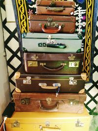 High angle view of old machine part