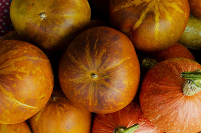 Full frame shot of pumpkins in market