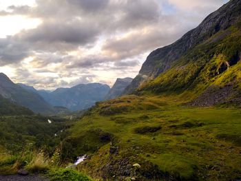 Scenic view of mountains against sky