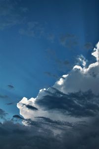 Low angle view of clouds in blue sky