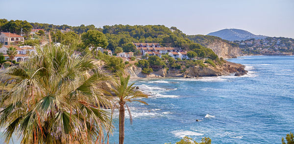 Scenic view of sea against clear sky