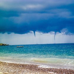 Scenic view of sea against cloudy sky