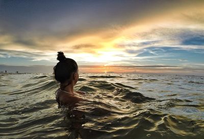 Scenic view of sunset over sea