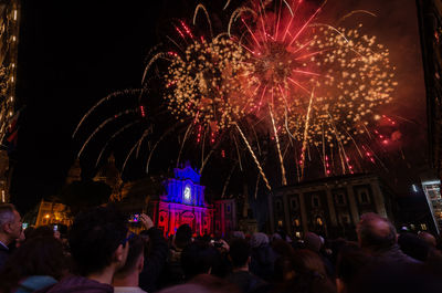 Firework display at night