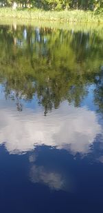 Reflection of trees in lake against sky