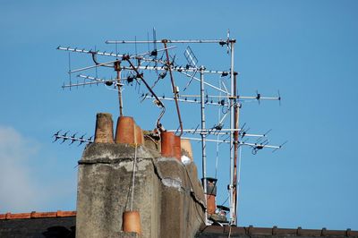 Low angle view of roof and building against sky