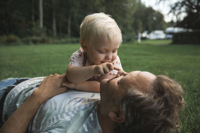 Cute boy and son