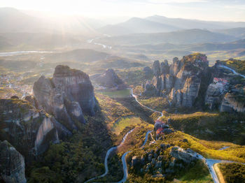 High angle view of trees on mountain