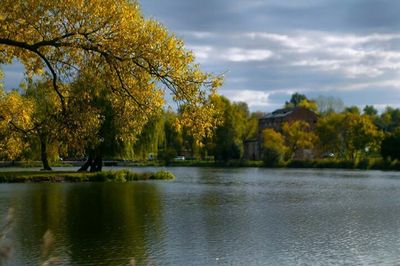 Scenic view of lake against sky