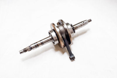 High angle view of pipes on table