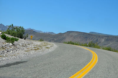 Road amidst landscape against clear blue sky