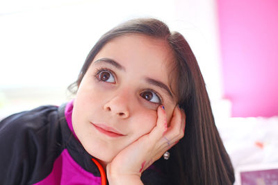 Close-up portrait of beautiful young woman