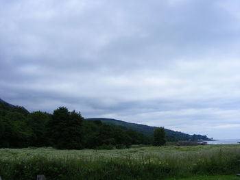 Scenic view of landscape against cloudy sky