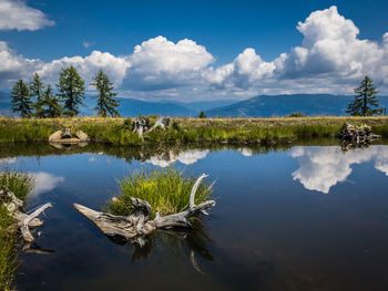 Scenic view of lake against sky