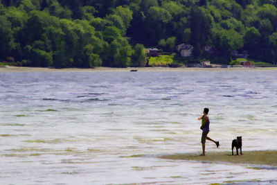 People standing in water