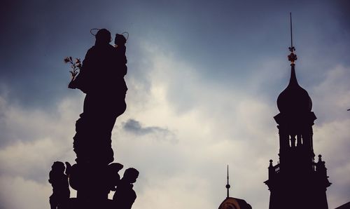 Low angle view of statue against sky