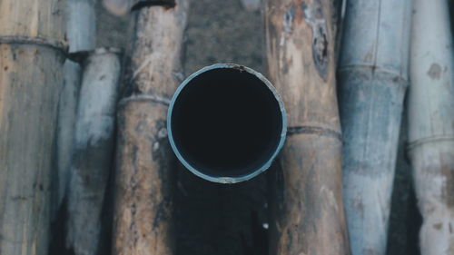 Directly above shot of pipe on wood