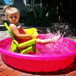 Girl playing in park