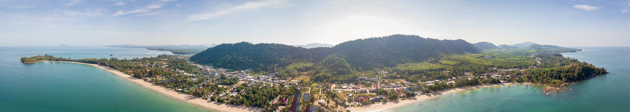 Aerial from drone, landscape of klong dao beach at lan ta island south of thailand krabi 