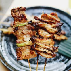 Close-up of food with skewers