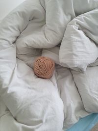 High angle view of wool on bed at home