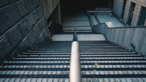 High angle view of empty staircase