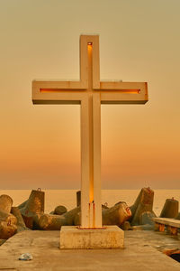 A large religious cross on the coast of varna.