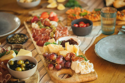High angle view of food on table