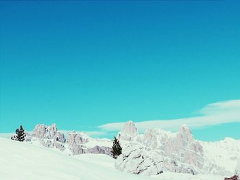 Scenic view of snow covered mountains