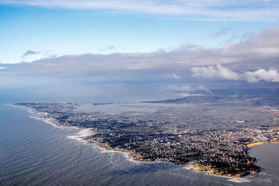 Aerial view of sea against sky