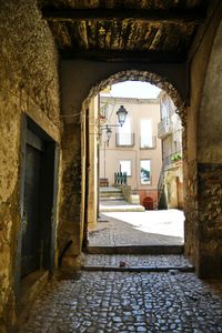 A narrow street of guardia sanframondi, a village in the province of benevento, italy.