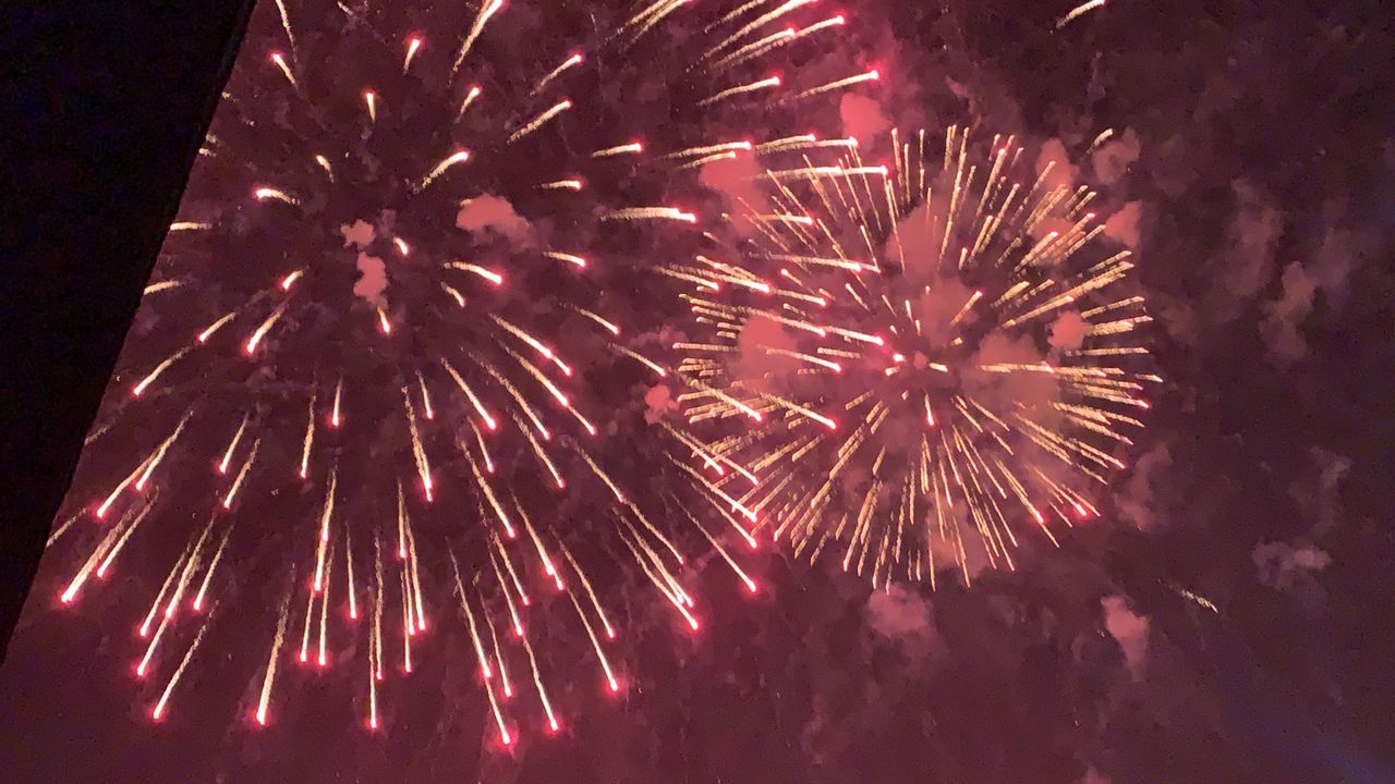 LOW ANGLE VIEW OF FIREWORK DISPLAY