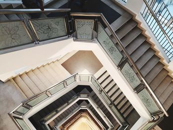 Directly below shot of spiral staircase of building