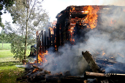 Panoramic view of bonfire