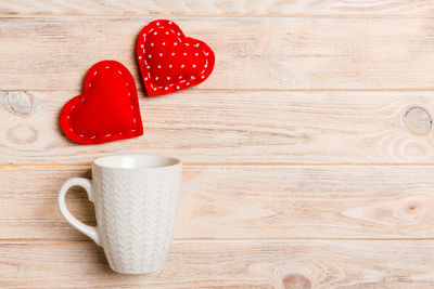 Directly above shot of heart shapes on table