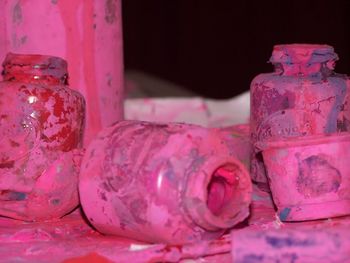 Close-up of pink jar