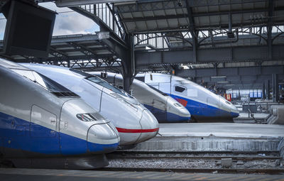 Subway trains at railroad station platform