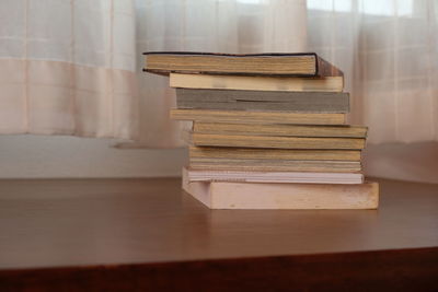 Close-up of books on table