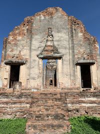 Exterior of historic building against clear sky