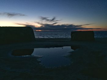Scenic view of sea at sunset