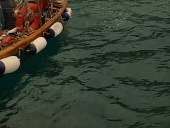 High angle view of boat in river